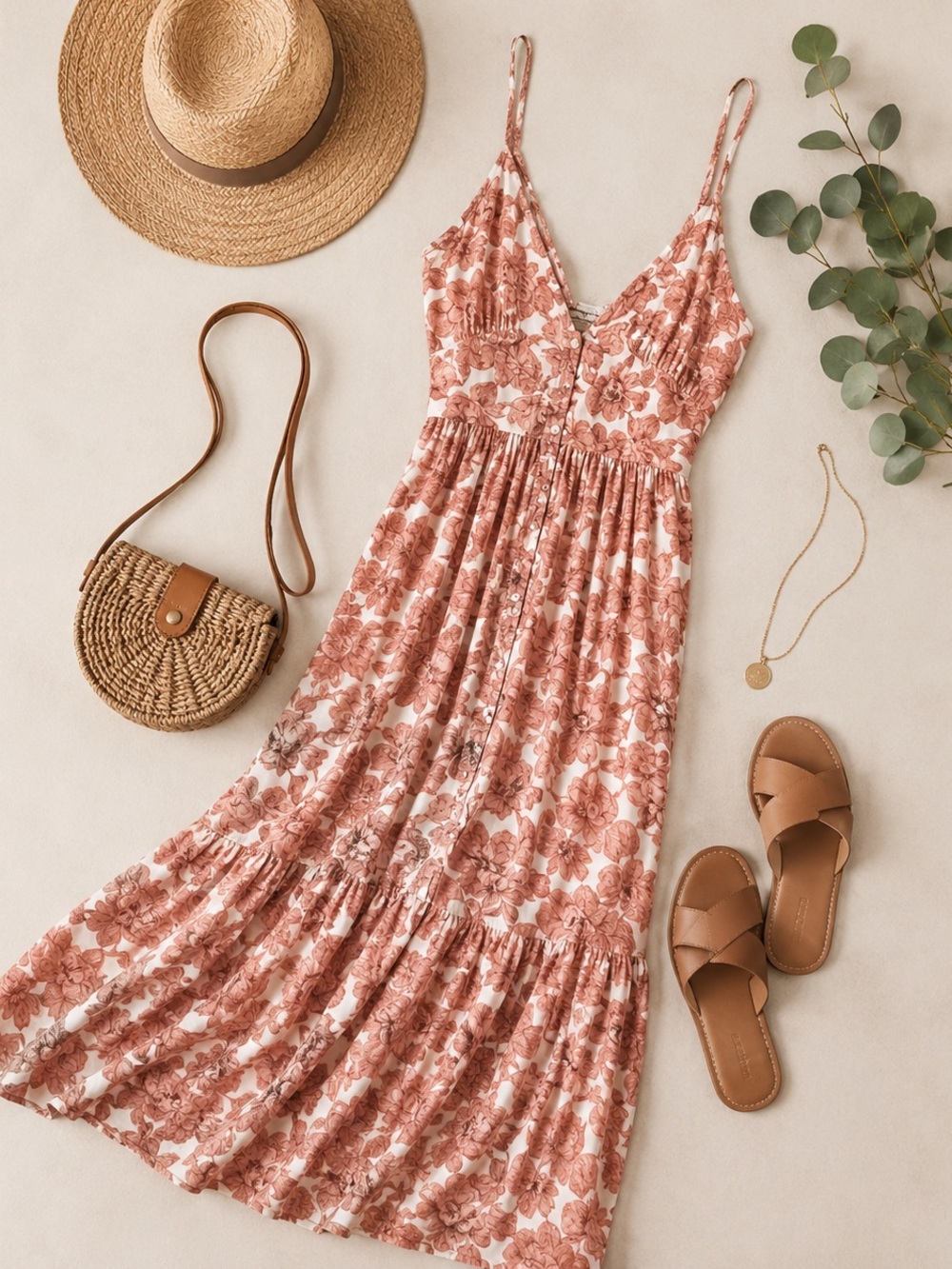 Abercrombie & Fitch Dusty Rose Floral Maxi Dress